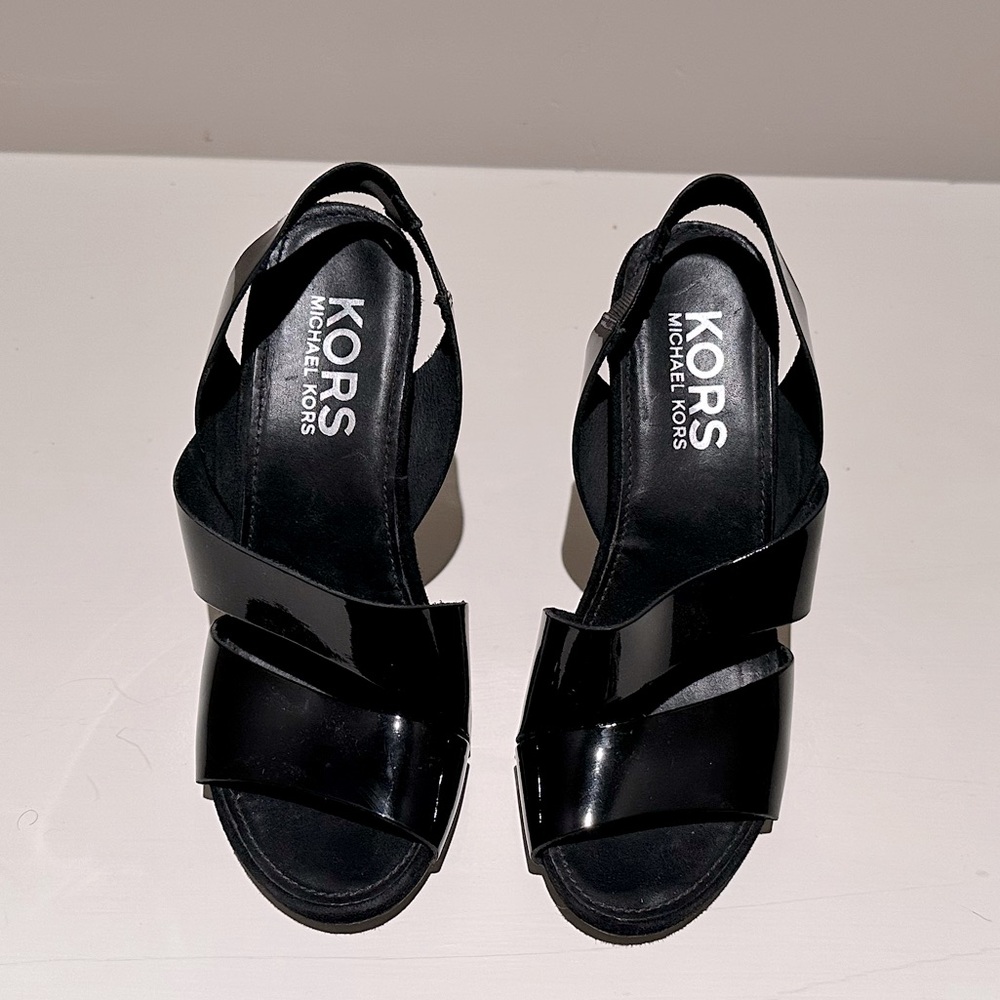 Michael Kors Black Patent Leather Strappy Heels